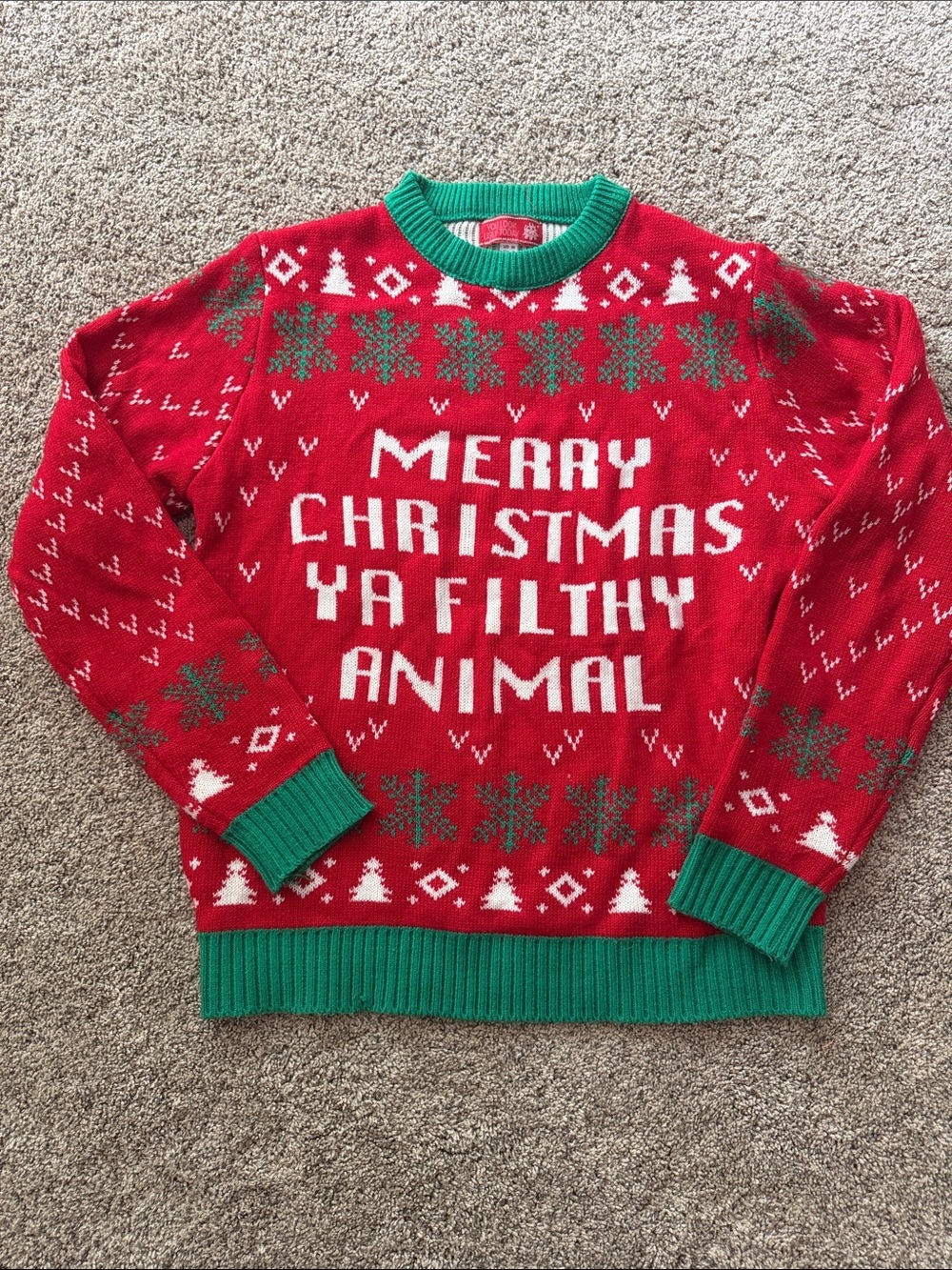 Christmas Graphic Crewneck Sweater - Red & Green